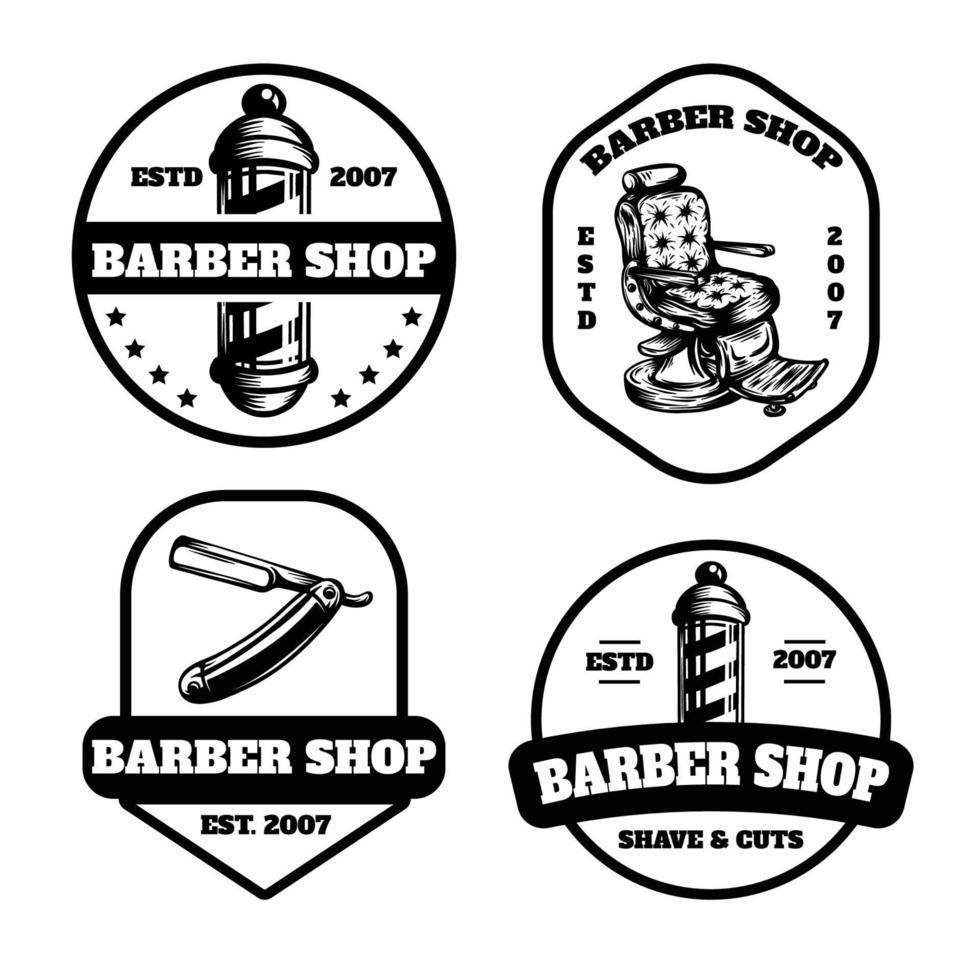 vetor de logotipo de barbearia conjunto vintage