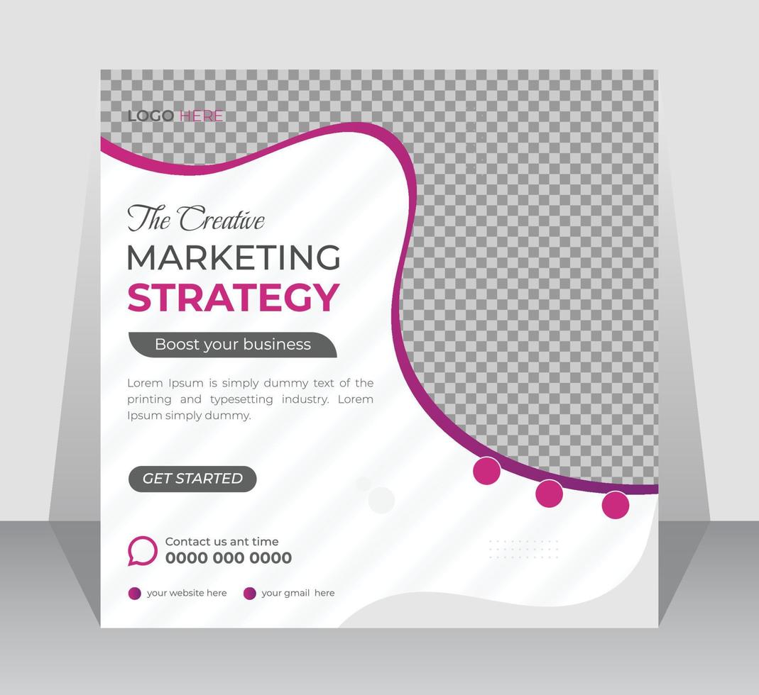 a postagem de mídia social de negócios corporativos de estratégia de marketing criativa e design de modelo de banner da web vetor