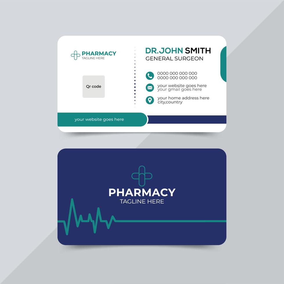 modelo de design de cartão de visita médico ou hospitalar de saúde moderno vetor