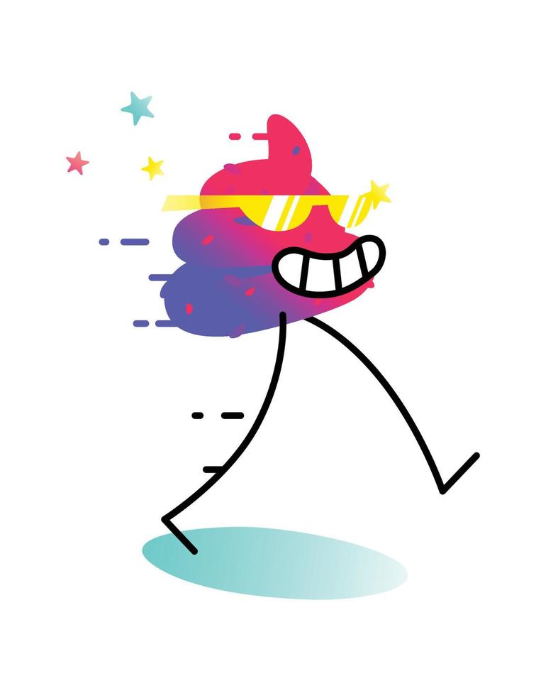 ilustração de um cocô feliz em um estilo discoteca. vetor