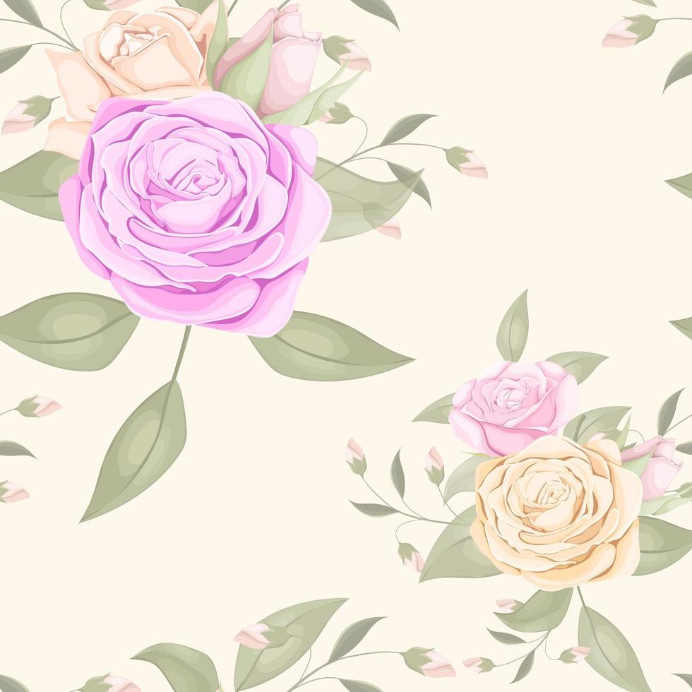 padrão floral sem costura com rosas e folhas vetor