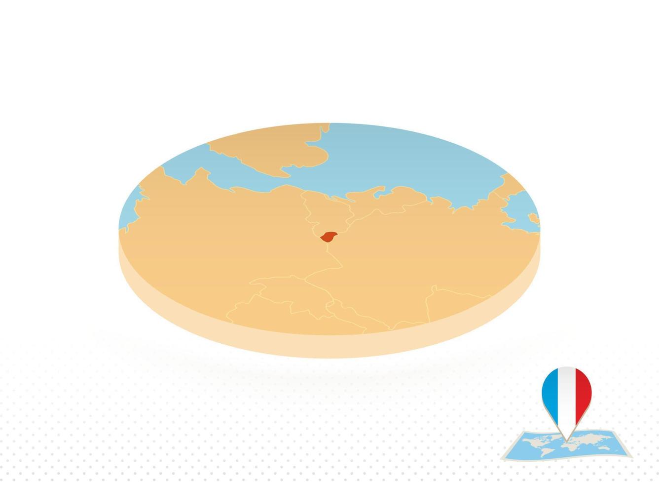 mapa de luxemburgo projetado em estilo isométrico, mapa de círculo laranja. vetor