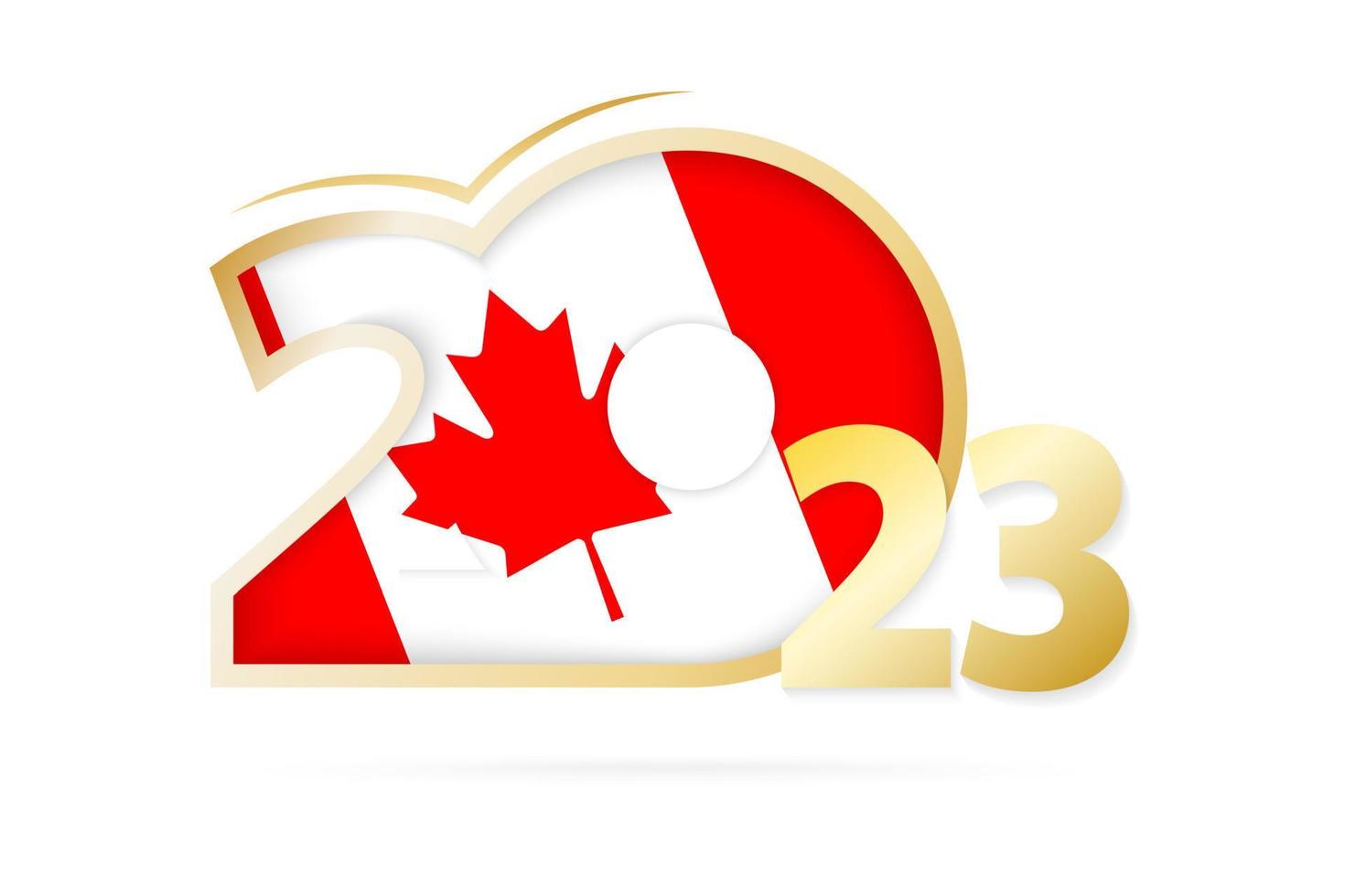 ano 2023 com padrão de bandeira do Canadá. vetor