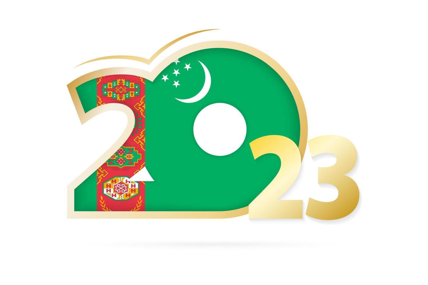 ano 2023 com padrão de bandeira do turquemenistão. vetor