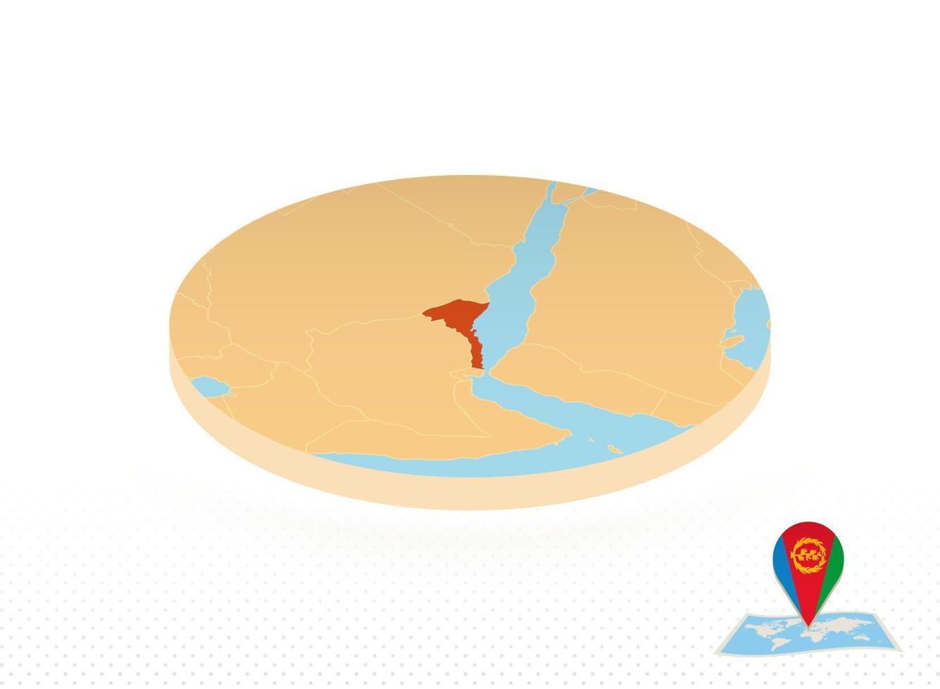 mapa da eritreia projetado em estilo isométrico, mapa de círculo laranja. vetor