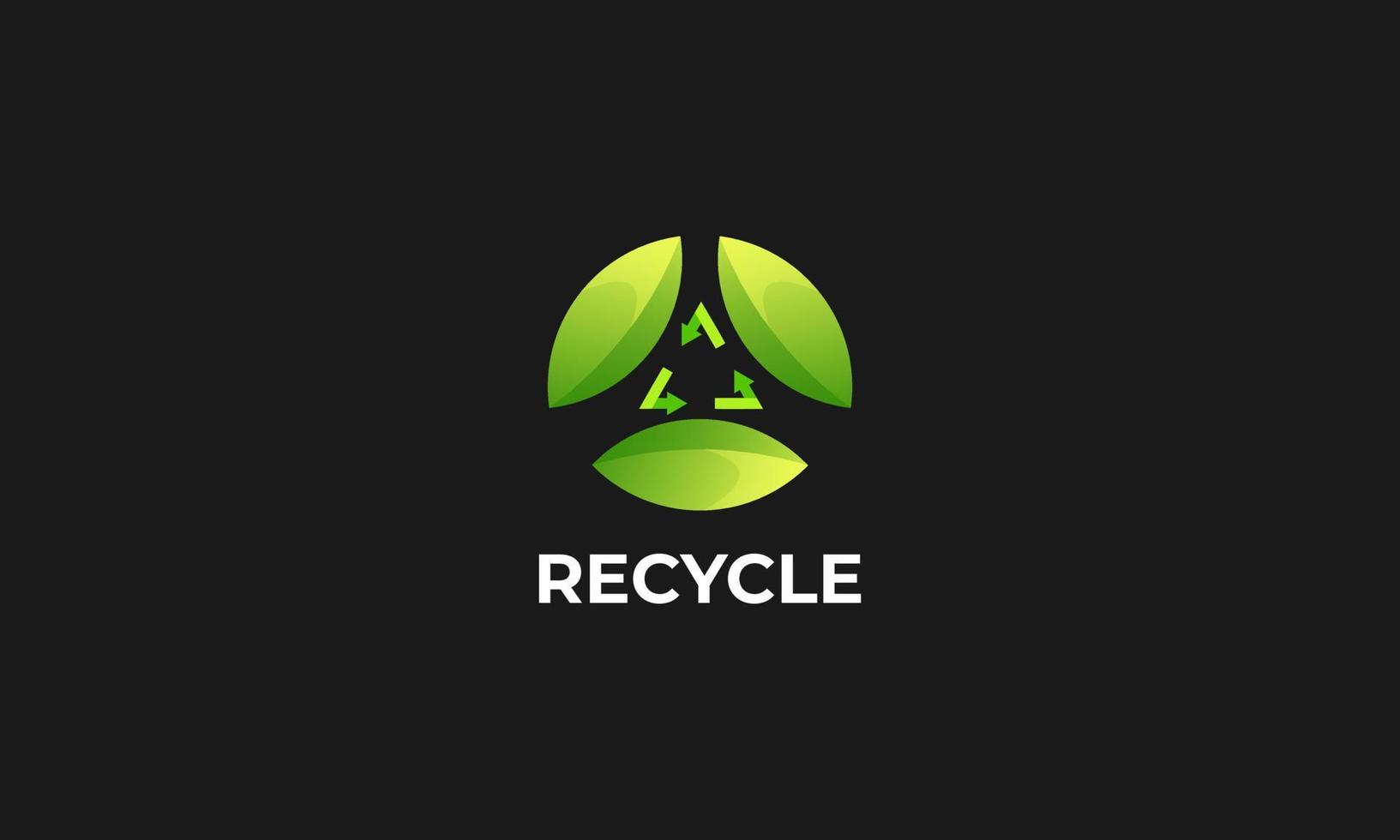 reciclar triângulo com folha verde, logotipo de ecologia de reciclagem ou design de ícone vetor
