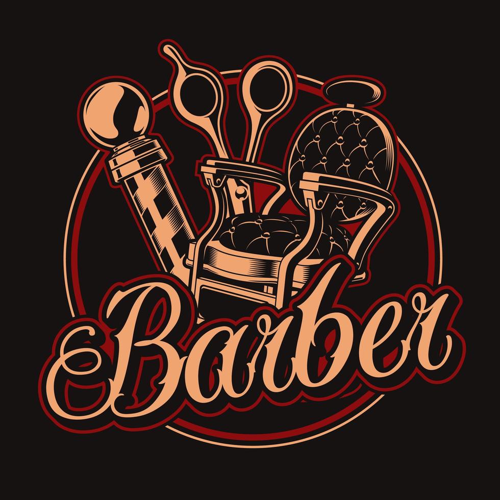 emblema de elementos de barbearia vintage para camiseta vetor