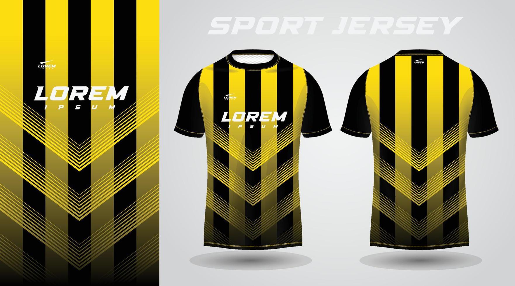 design de camisa esportiva de camisa preta e amarela vetor