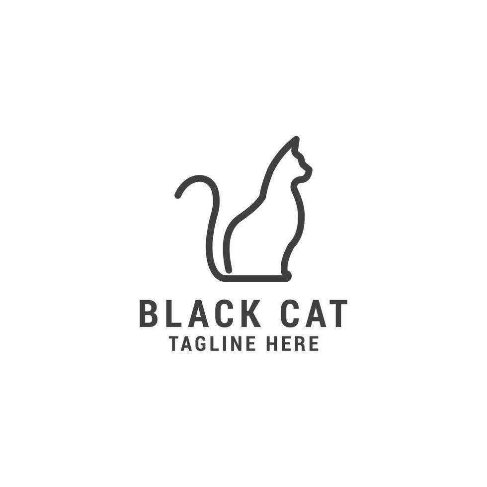 modelo de design de ícone de logotipo de gato preto .luxury, vetor. vetor