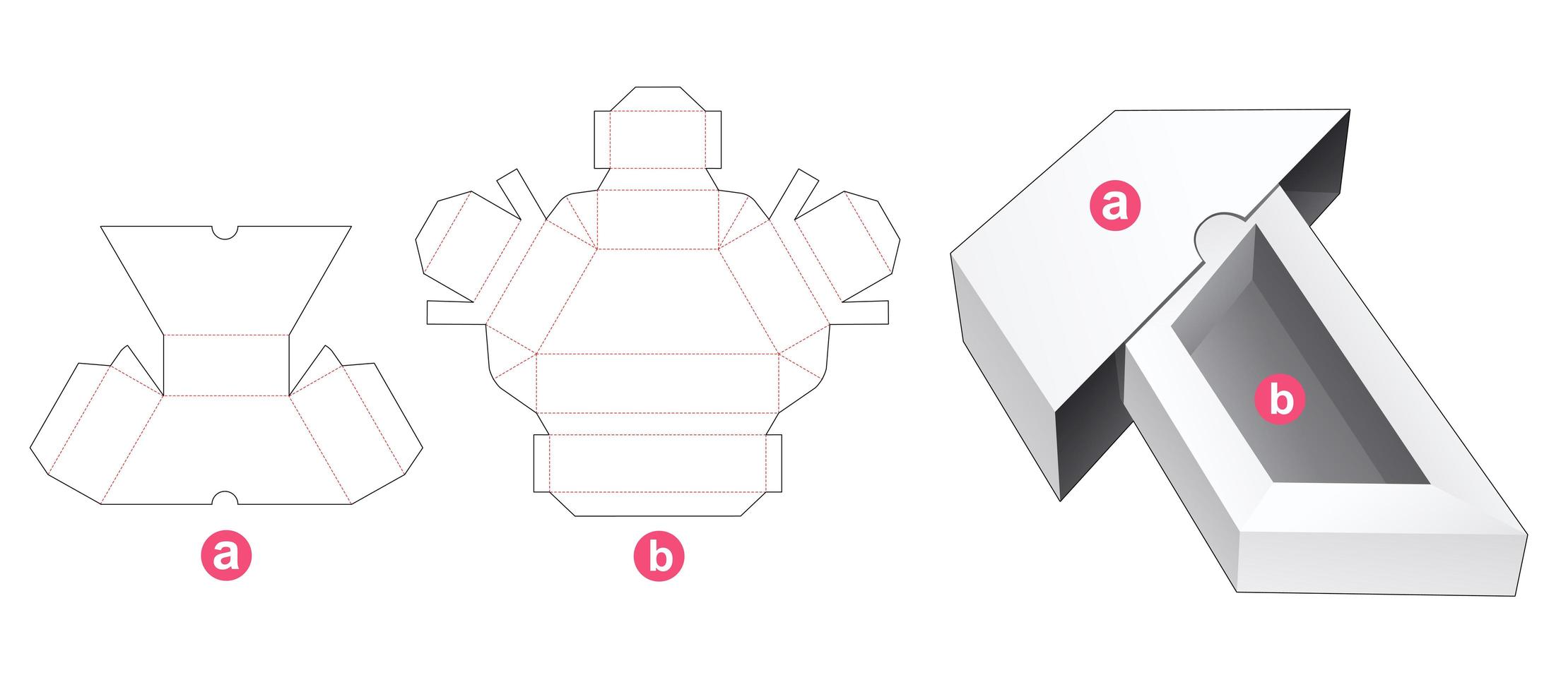 embalagem em forma de trapézio com tampa vetor