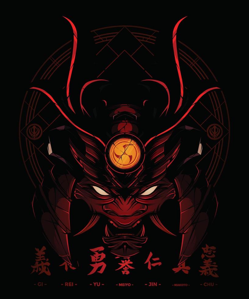 ilustração de mascote bushido samurai vetor