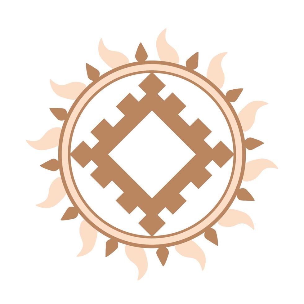 bardana da felicidade, um símbolo eslavo decorado com um ornamento em uma coroa de tecelagem escandinava. design moderno bege vetor