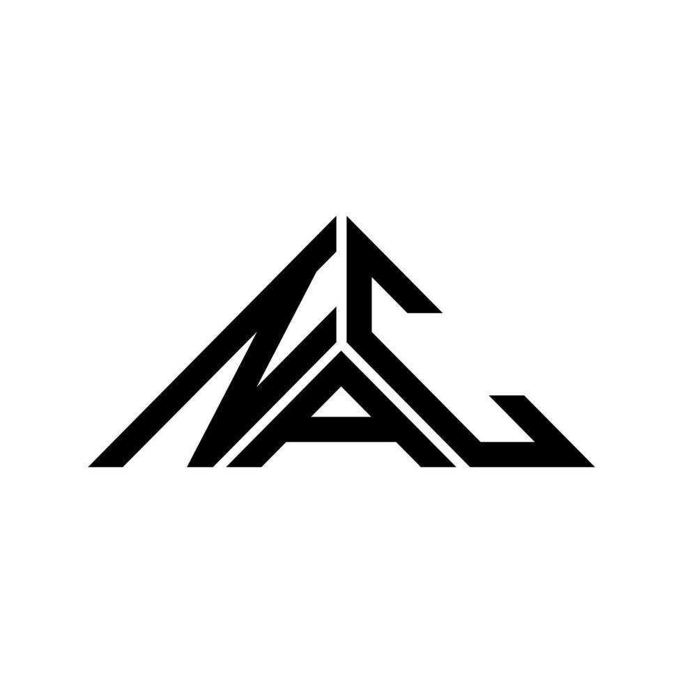 design criativo do logotipo da carta nac com gráfico vetorial, logotipo simples e moderno nac em forma de triângulo. vetor