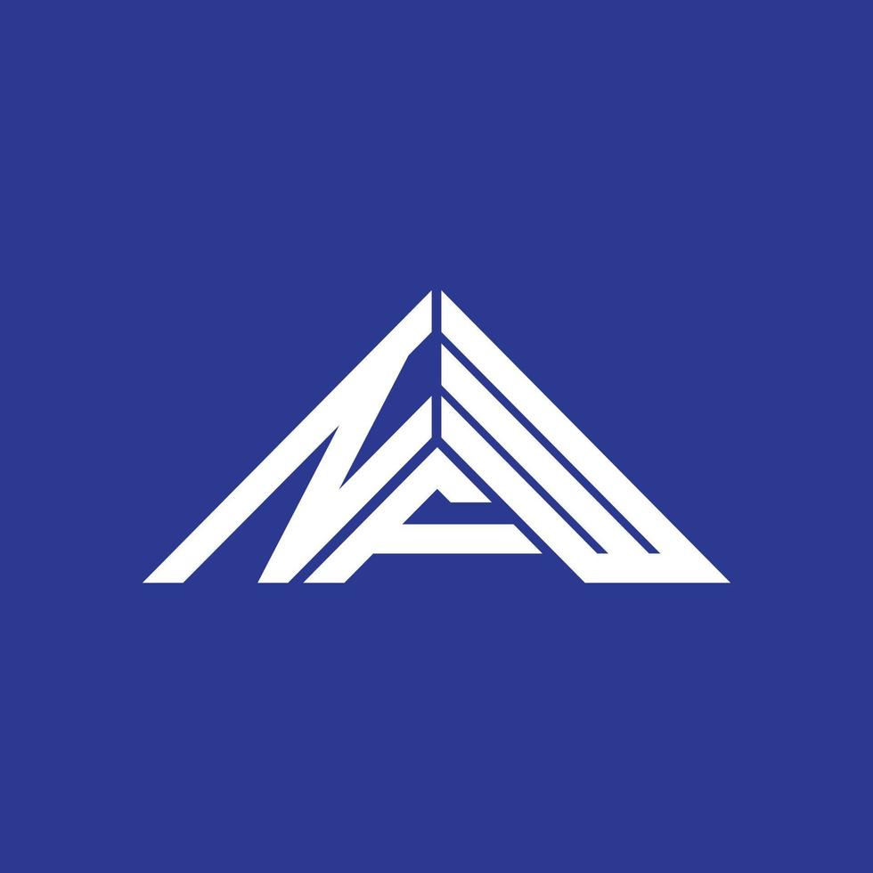 design criativo do logotipo da carta nfw com gráfico vetorial, logotipo simples e moderno nfw em forma de triângulo. vetor