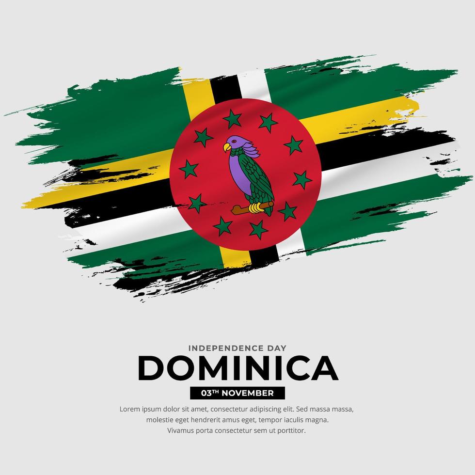 novo design do vetor do dia da independência da dominica. dominica com vetor de bandeira de pincel abstrato