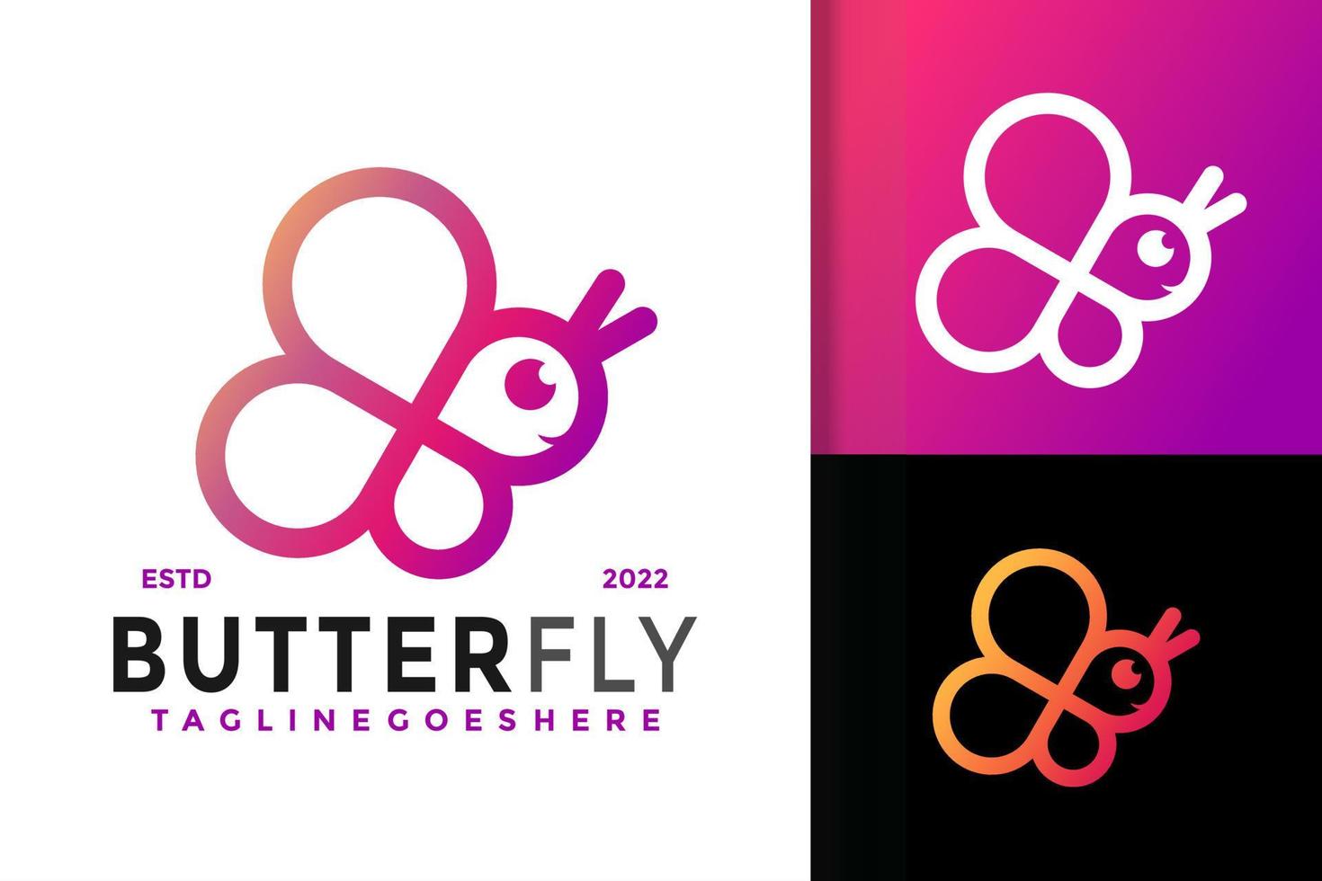 b design de logotipo de borboleta, vetor de logotipos de identidade de marca, logotipo moderno, modelo de ilustração vetorial de designs de logotipo