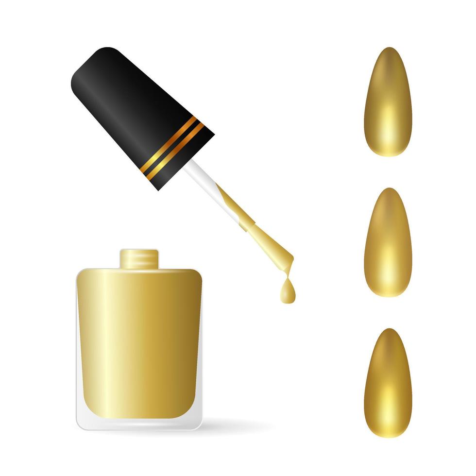 ilustração de três tons de esmalte dourado vetor