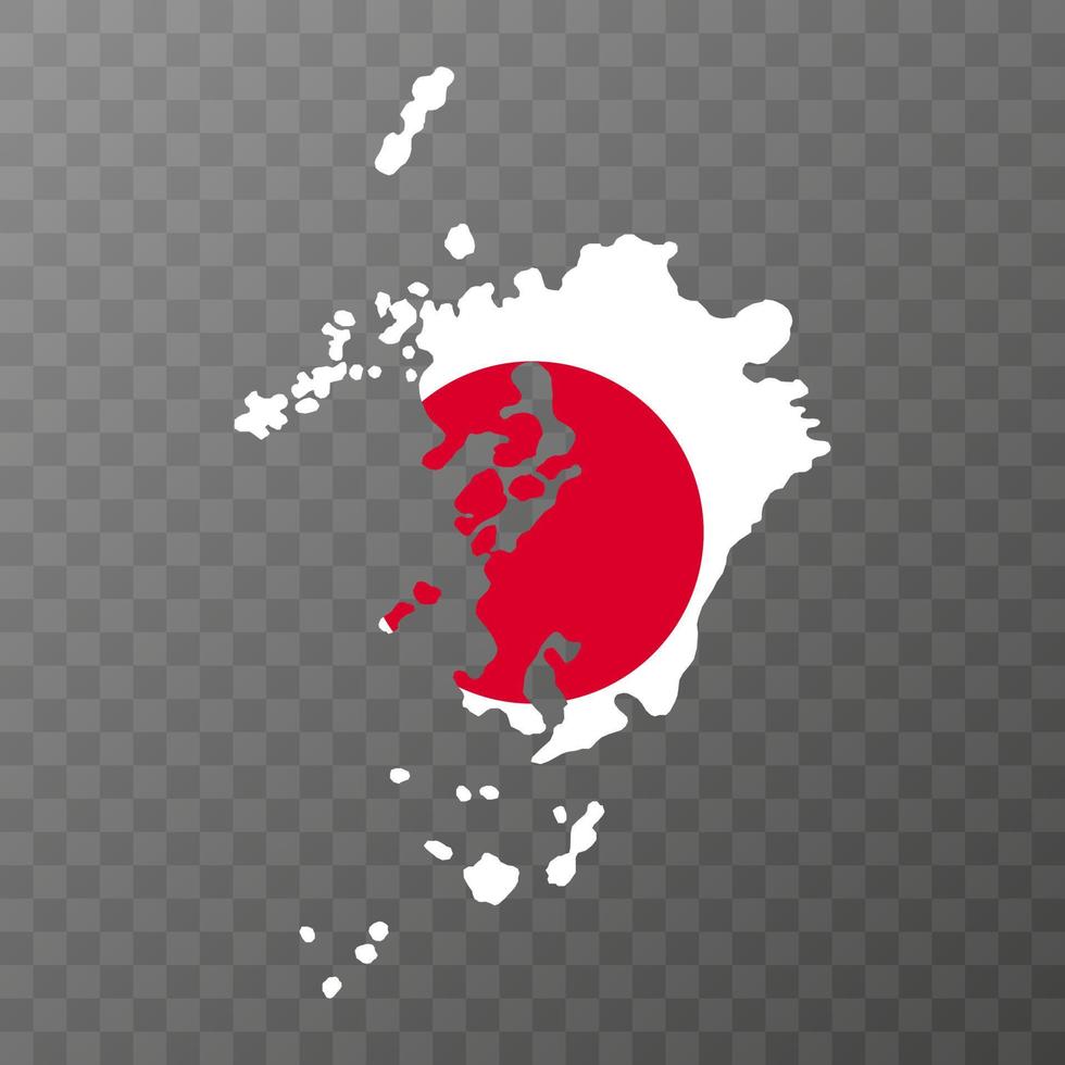 mapa de kyushu, região do japão. ilustração vetorial vetor