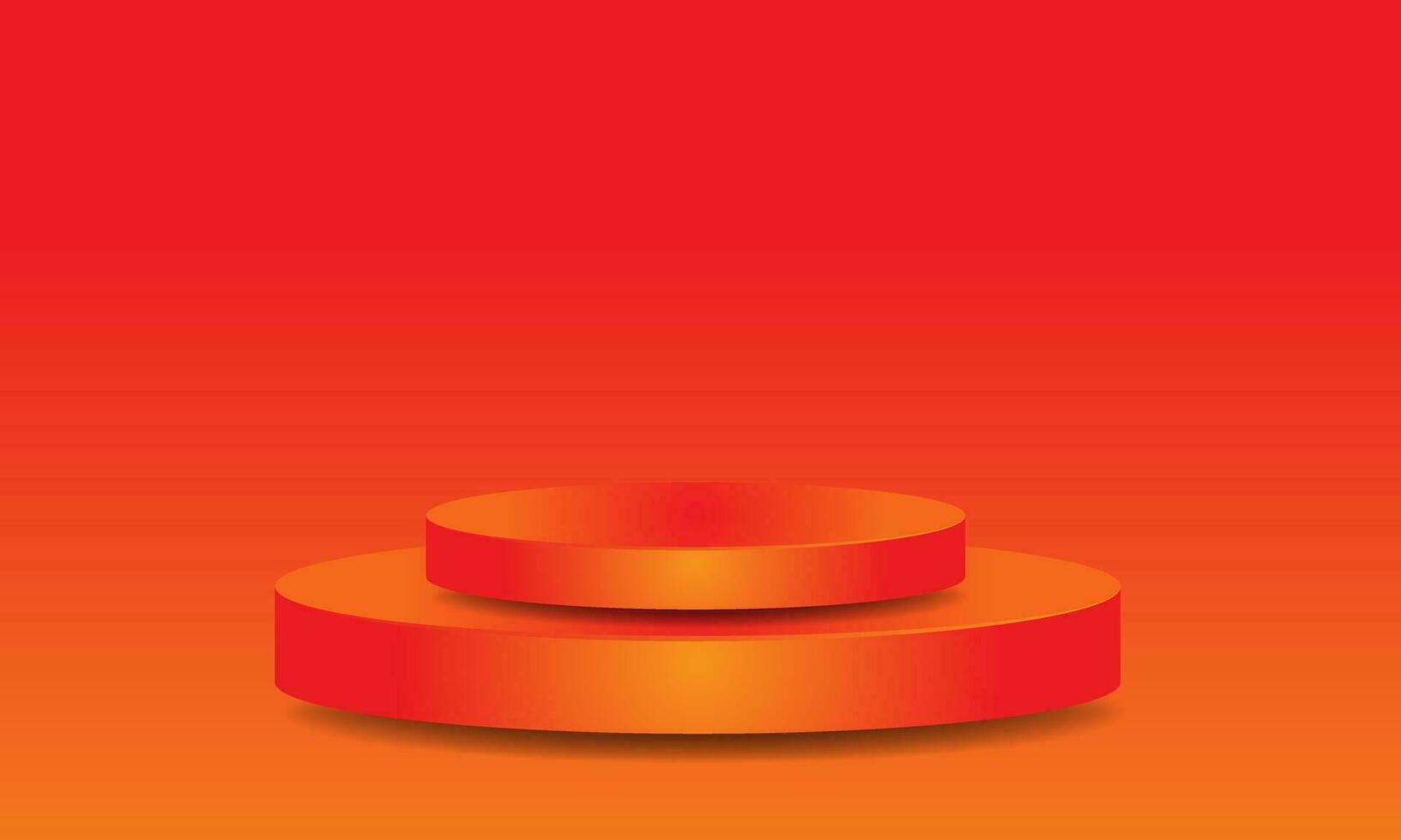 maquete de pódio de pedestal. cena abstrata mínima com pódio de vetor 3d, ar voando formas geométricas de bolha em fundo laranja. apresentação de exibição de produtos cosméticos.