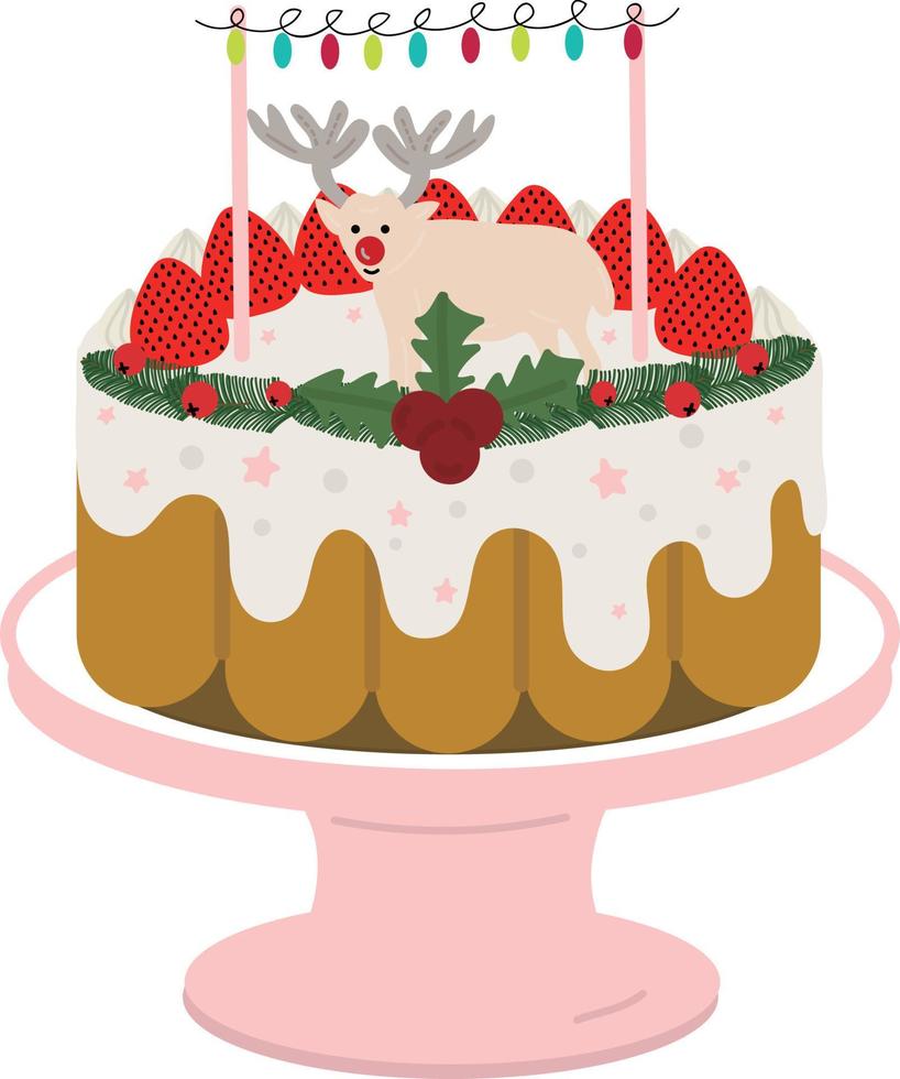 bolo de natal, fundo de natal. papel de presente. suprimentos de impressão de natal. festa de natal pessoas felizes comemorando ilustração plana de natal vetor
