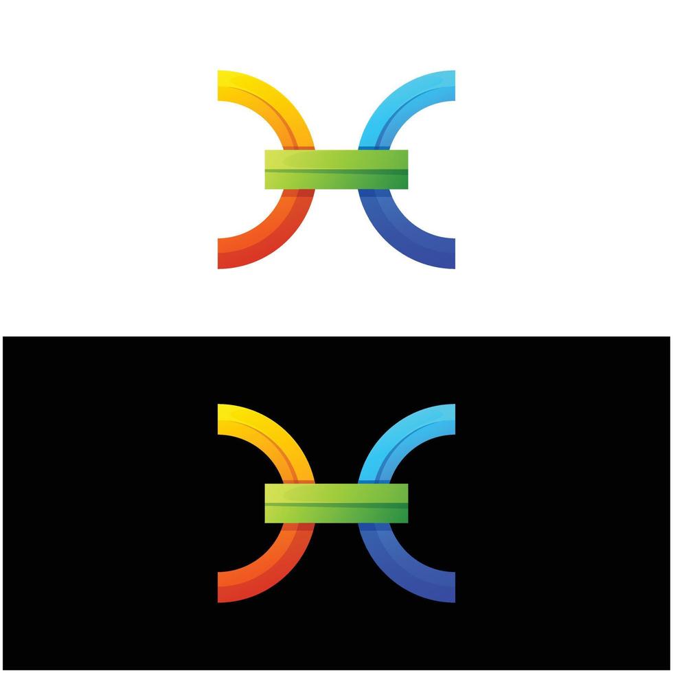 vetor logotipo ilustração letra h gradiente colorido estilo