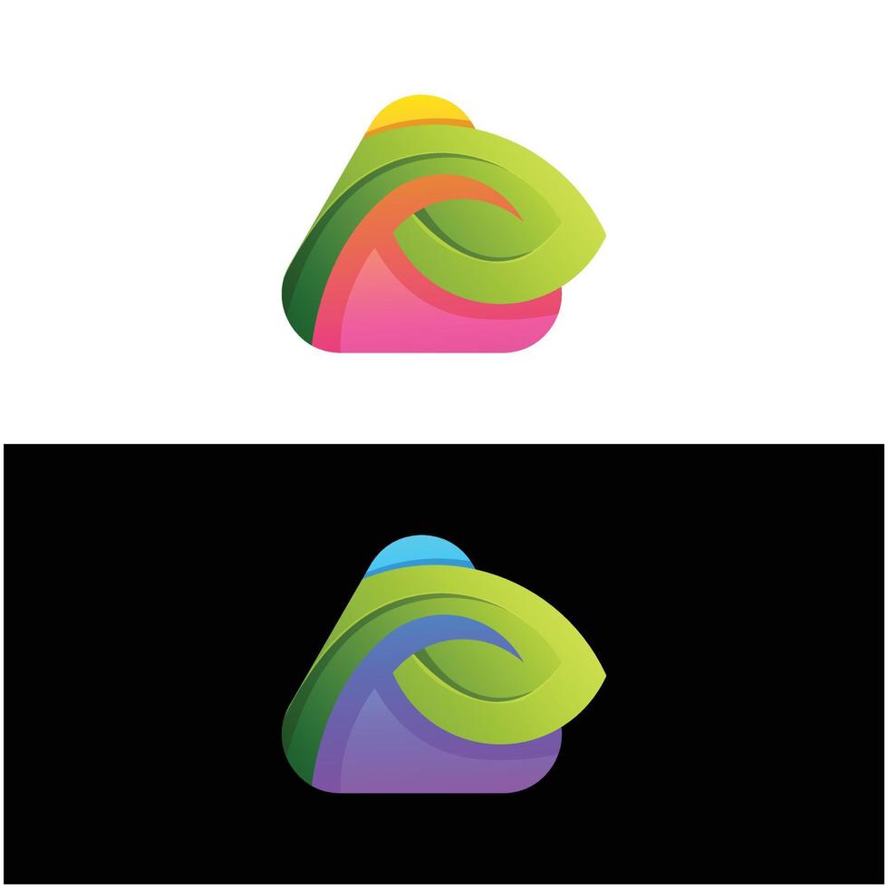 ilustração de logotipo de vetor de letras coloridas de estilo gradiente de folha