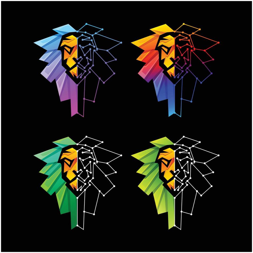ilustração de logotipo em vetor estilo colorido gradiente de leão moderno