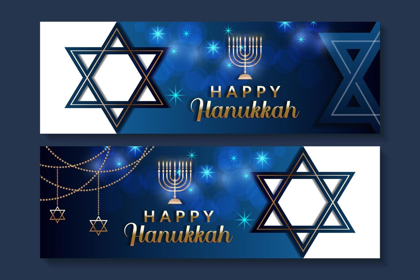 coleção banner horizontal feliz hanukkah vetor