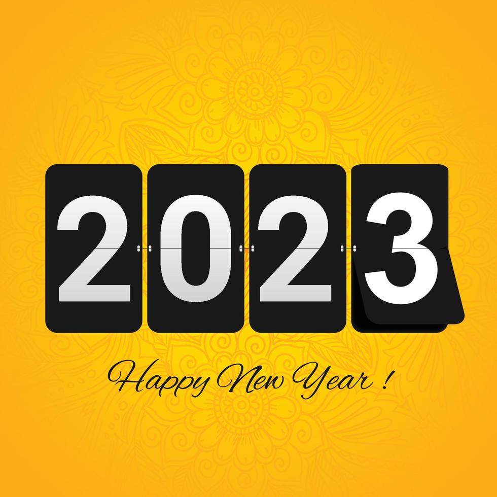 design de celebração de cartão de feriado de ano novo 2023 vetor