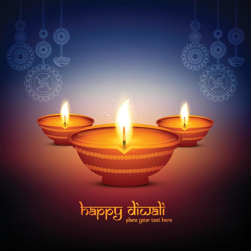 feliz diwali diya lâmpadas cartão de férias fundo de cartaz de celebração vetor