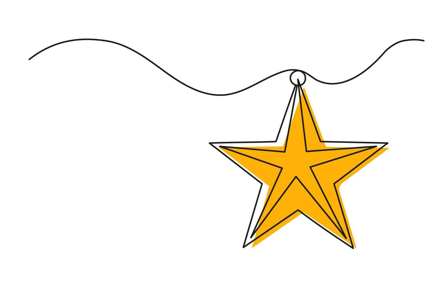 desenho de uma linha contínua da estrela de natal vetor