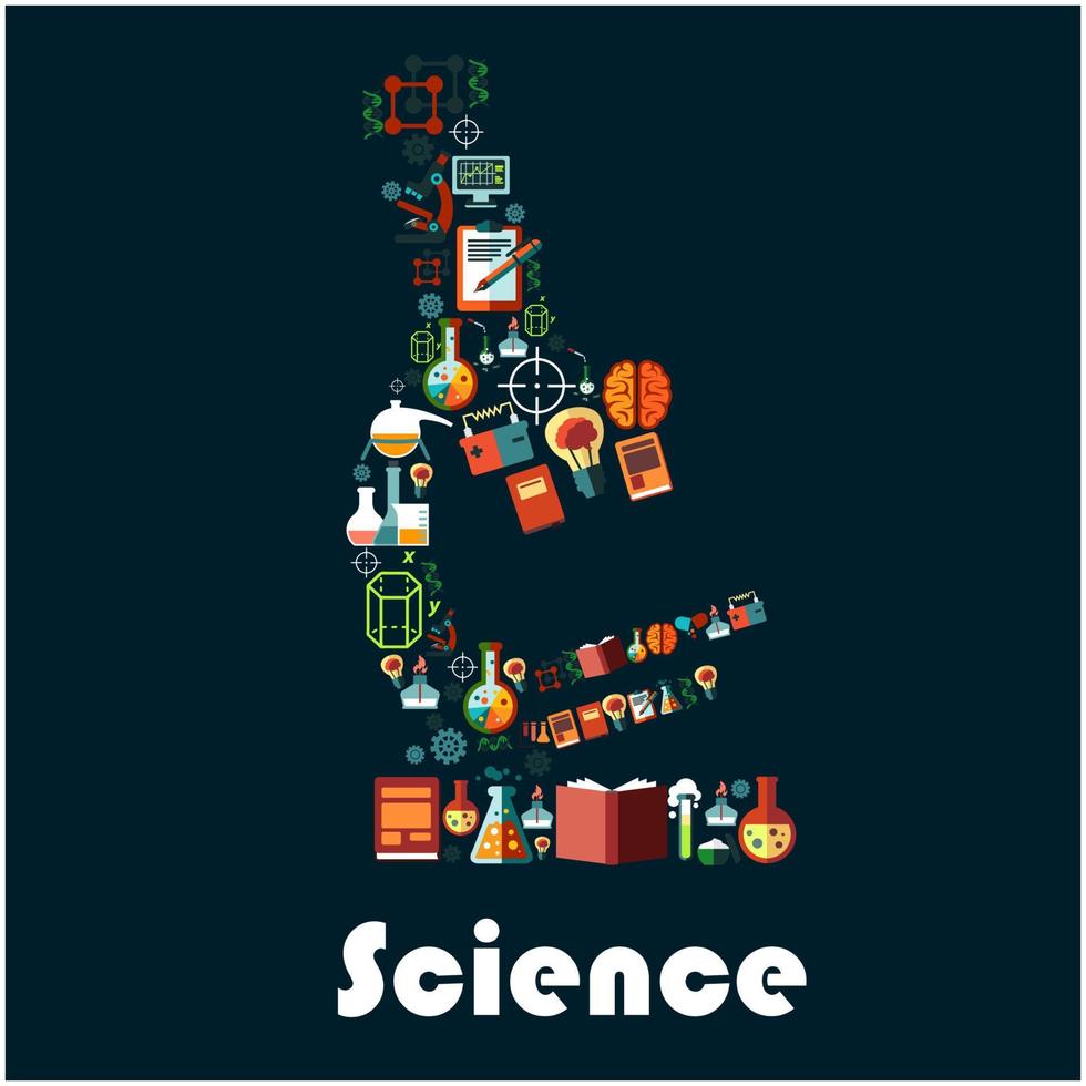 cartaz de ciência com símbolo de microscópio vetor