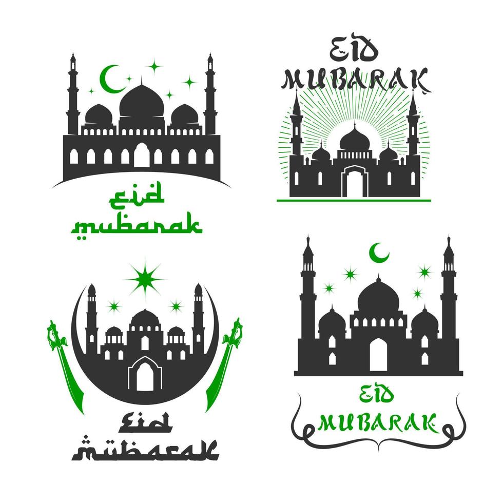 saudações vetoriais definidas para o festival eid mubarak vetor