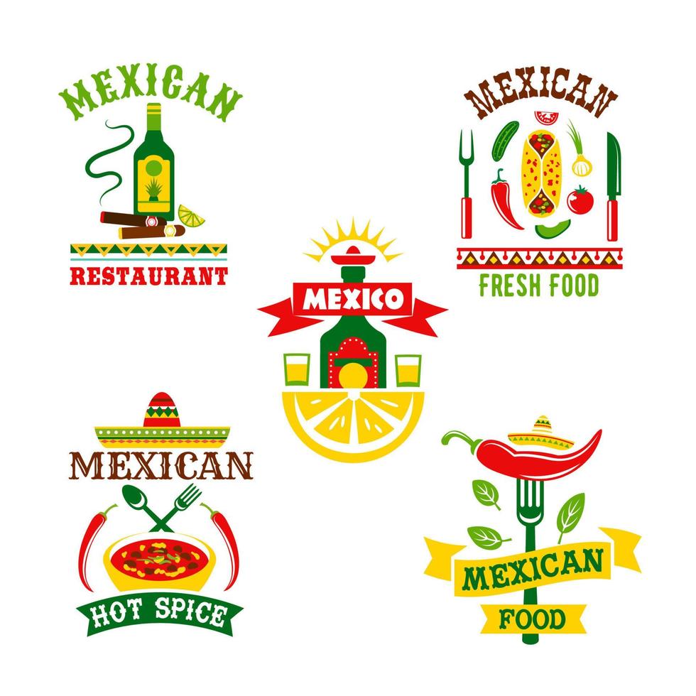 ícones vetoriais definidos para restaurante mexicano vetor
