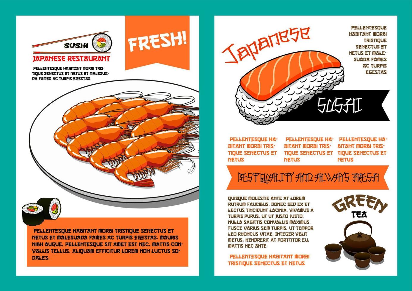 modelo de cartaz de menu de restaurante de cozinha japonesa vetor