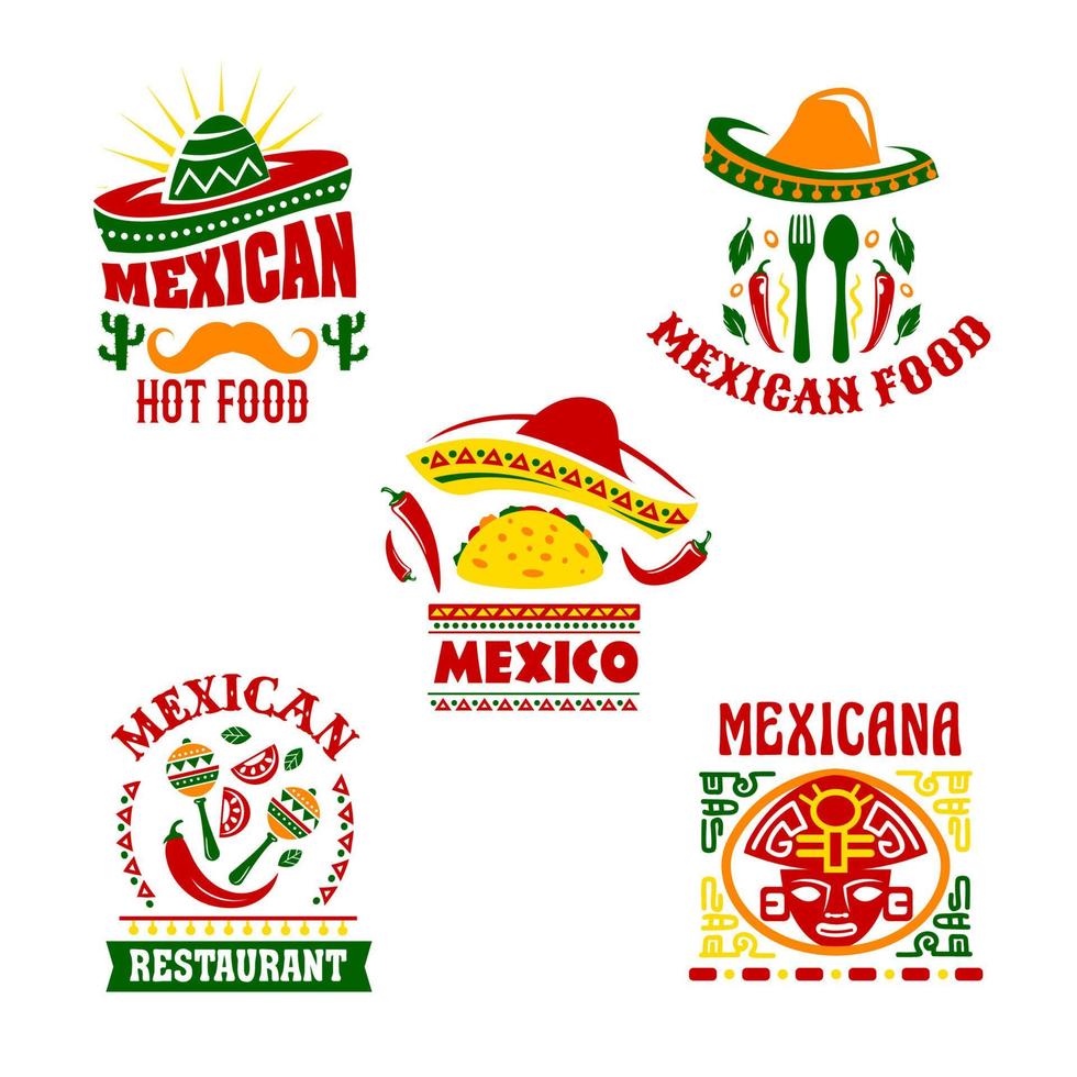 cenografia de emblema de restaurante mexicano de fast food vetor