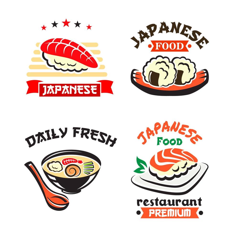 conjunto de símbolos de comida japonesa para design de sushi bar vetor