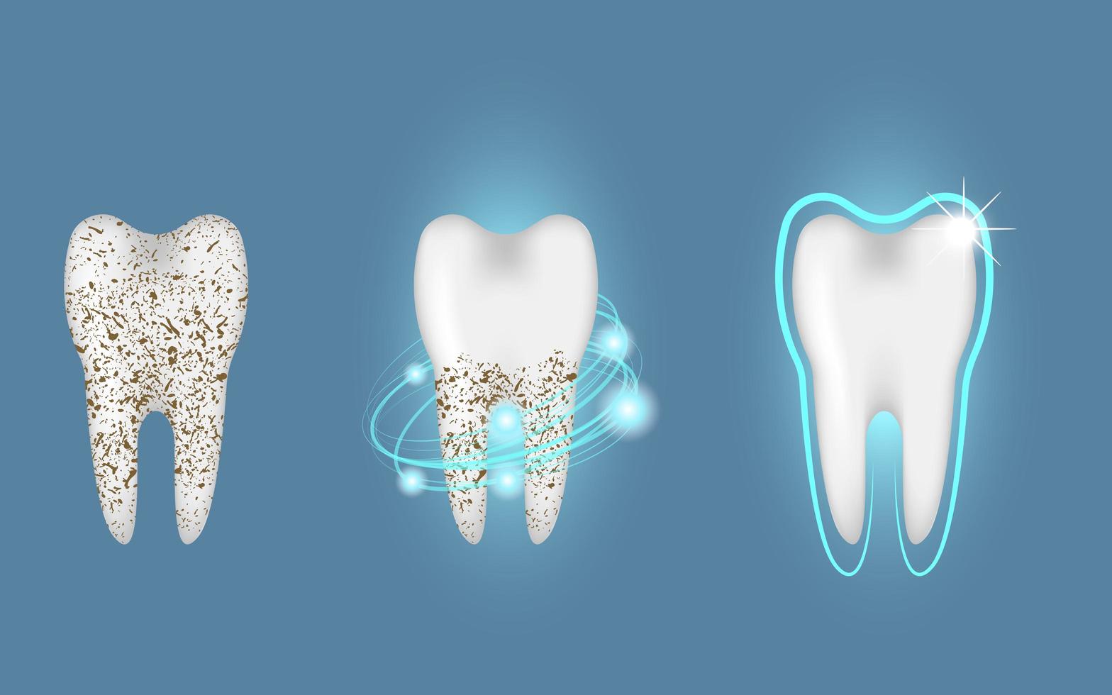 dente limpo e sujo vetor