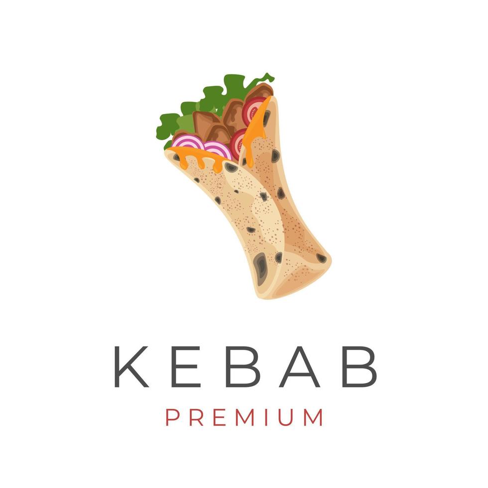 logotipo de ilustração vetorial de um delicioso kebab de carne vetor