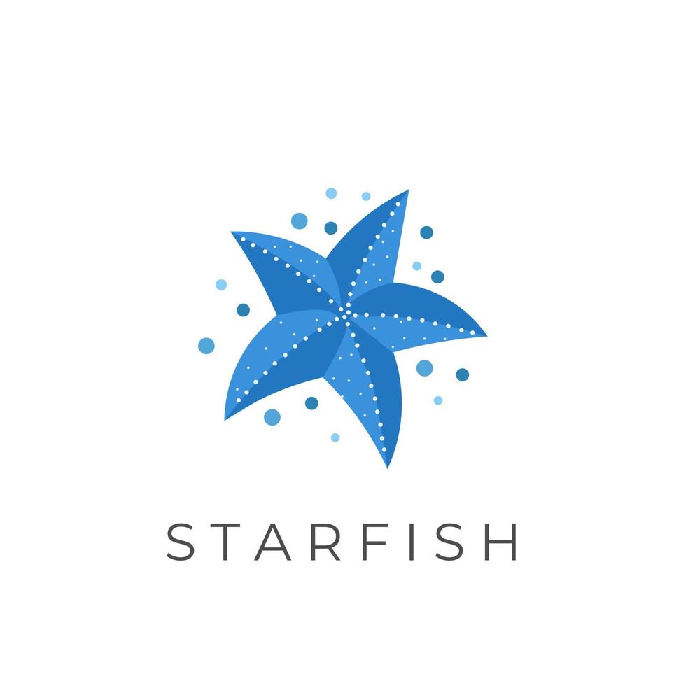 lindo logotipo de ilustração vetorial estrela do mar azul espumante vetor