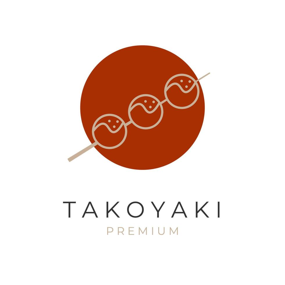 logotipo de ilustração simples e elegante de comida japonesa takoyaki vetor