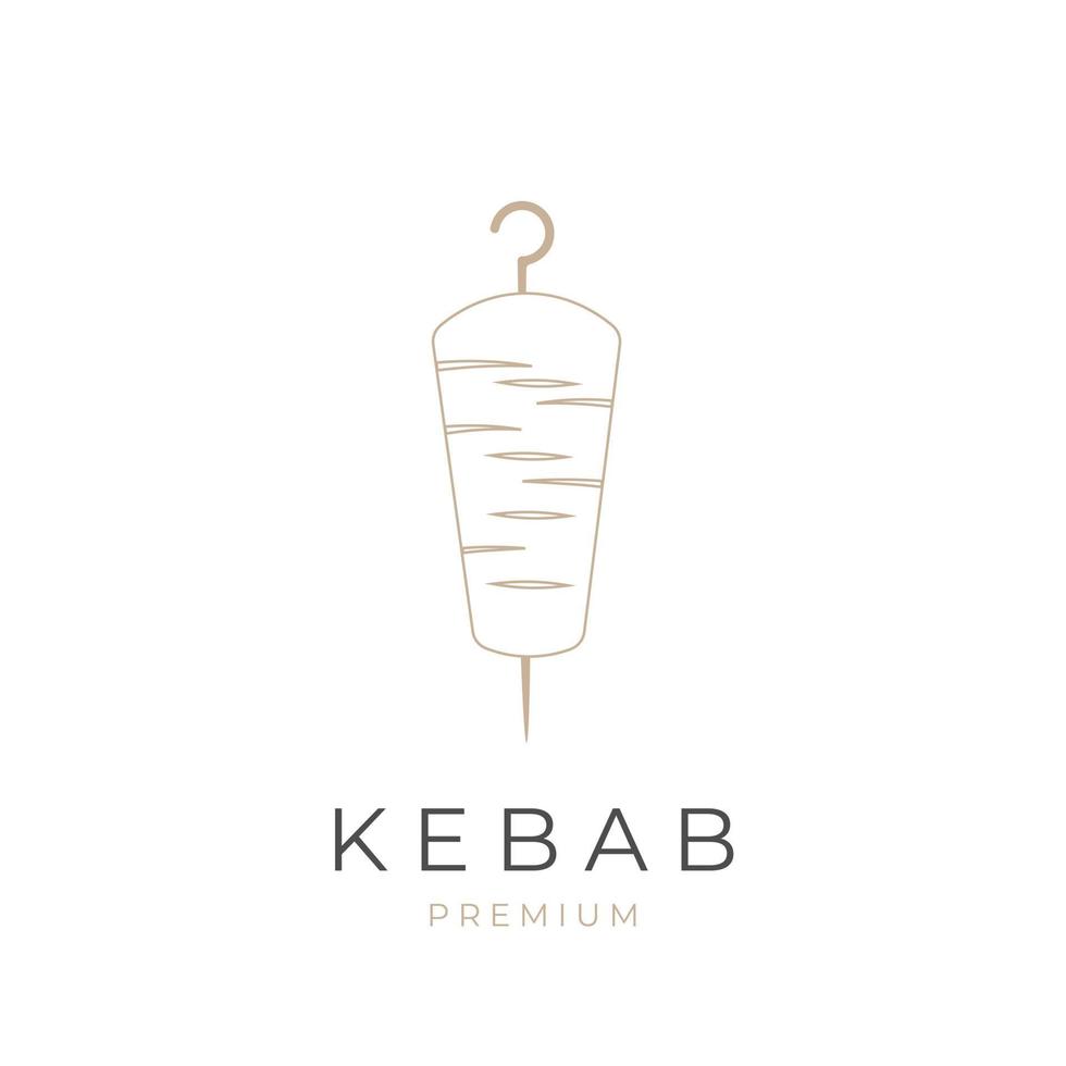 logotipo de ilustração de arte de linha elegante de carne de kebab vetor