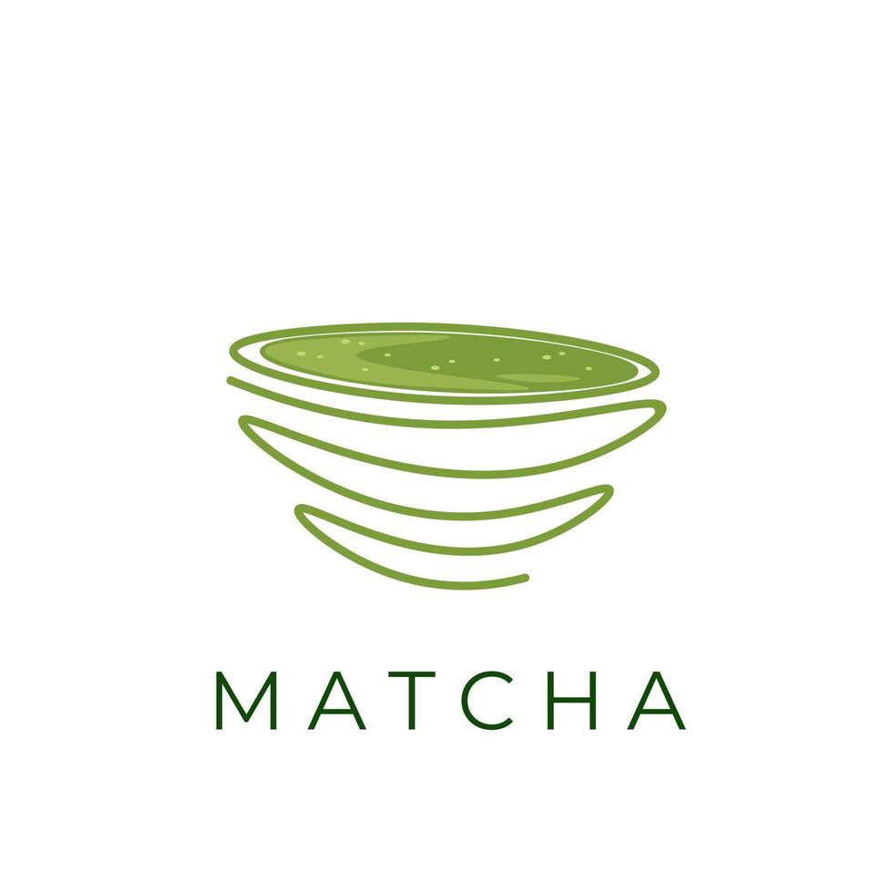 arte de linha de logotipo de ilustração de chá verde matcha vetor