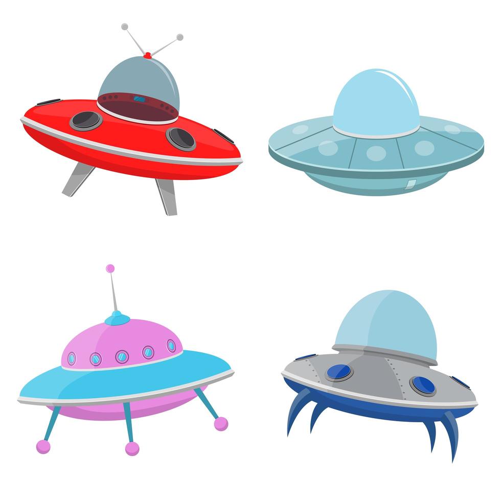 conjunto de logotipo de grandes alienígenas. dia ufo. emblemas coloridos  com naves espaciais. desenho vetorial 2197484 Vetor no Vecteezy