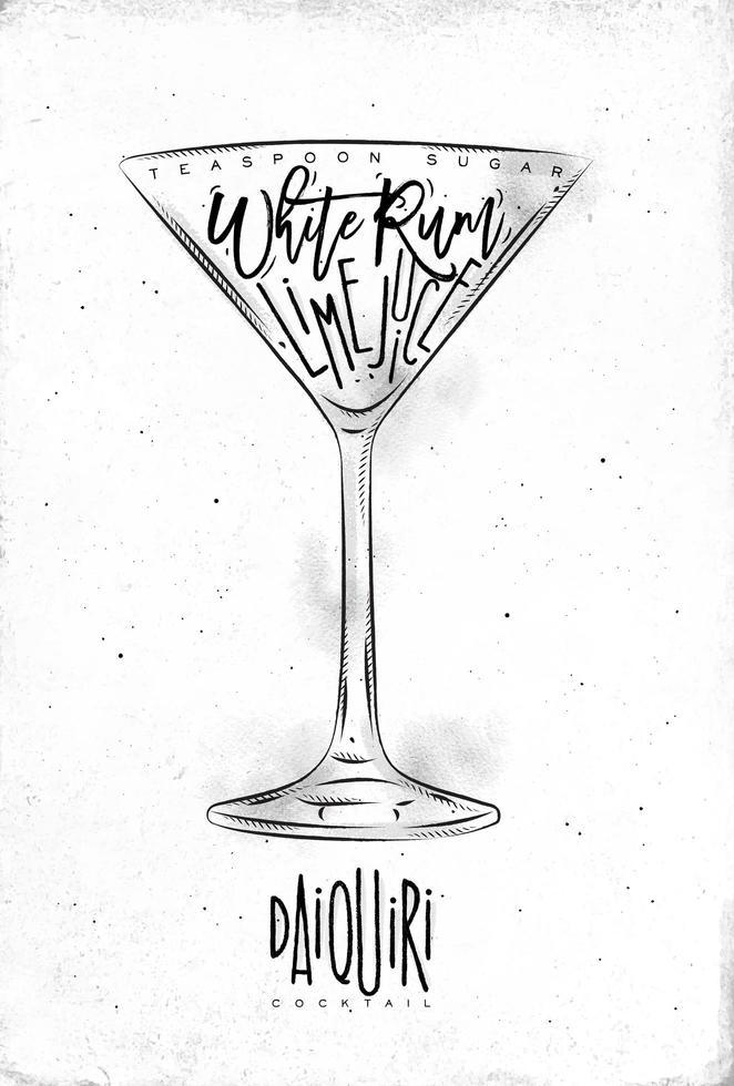 poster de cocktail branco daiquiri vetor