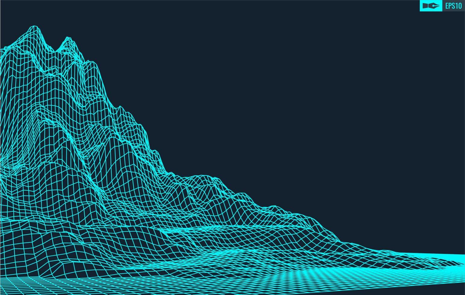 3d wireframe terreno grande angular eps10 vetor