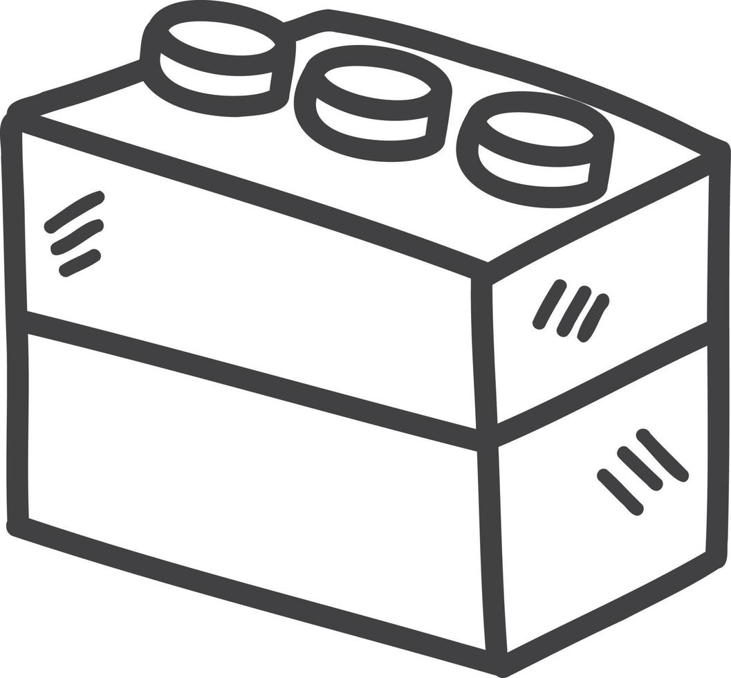 cubo de bloco desenhado à mão para ilustração de criança vetor