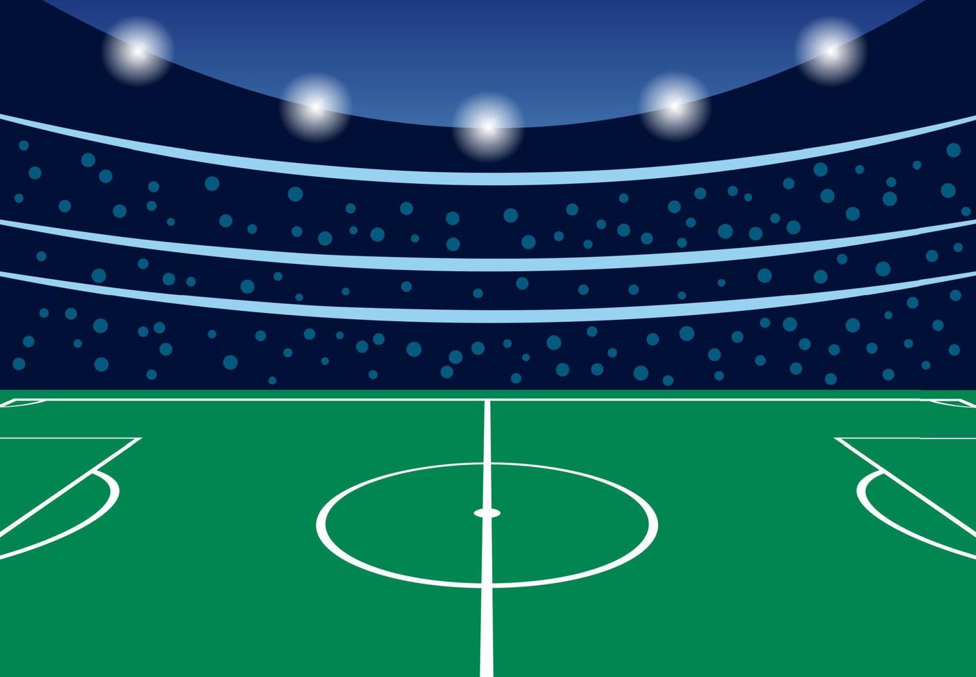 estádio de futebol com tribunas lotadas na noite anterior ao início da partida. ilustração vetorial vetor