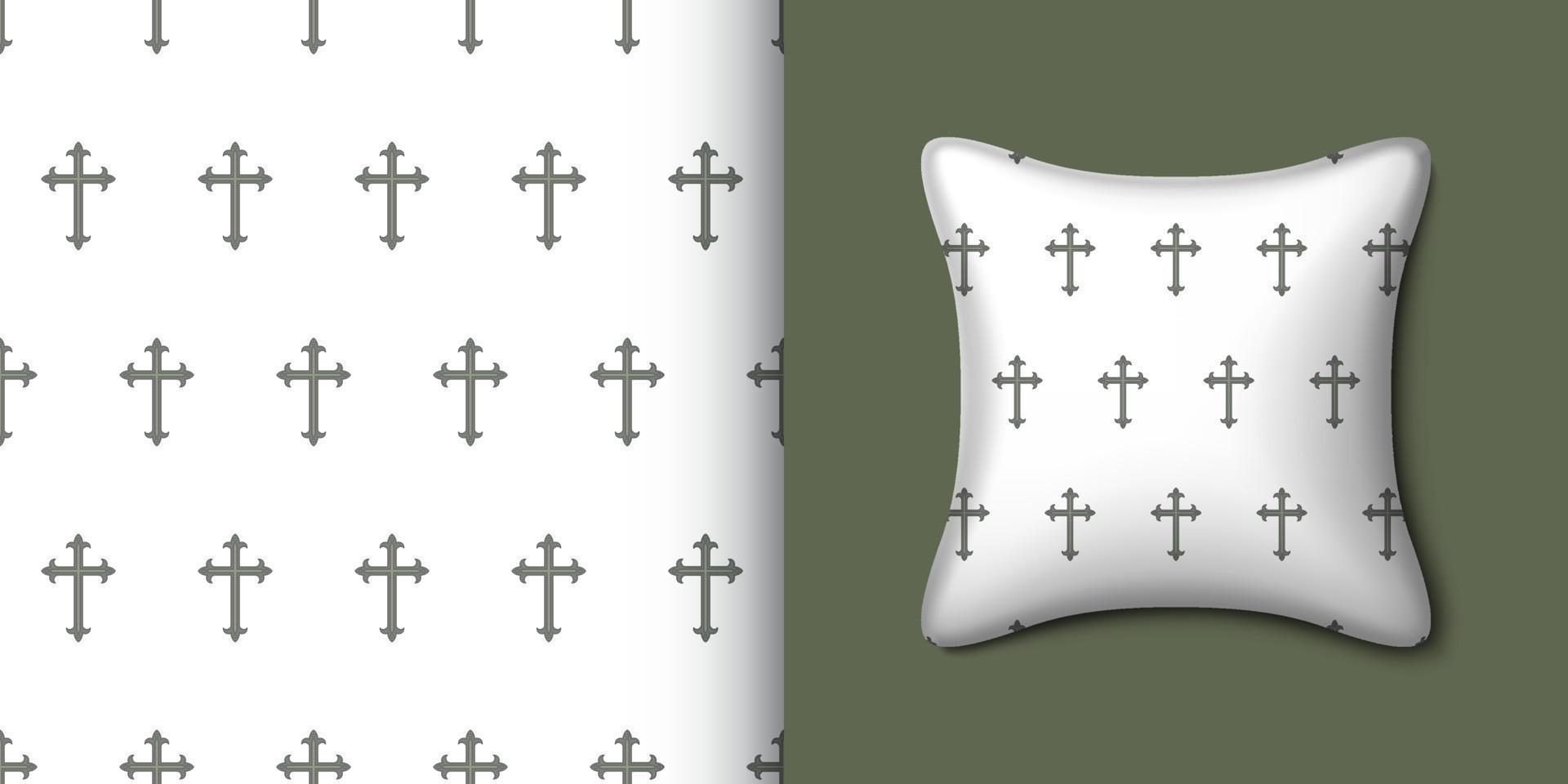 padrão sem emenda de cruz cristã com travesseiro. ilustração vetorial vetor