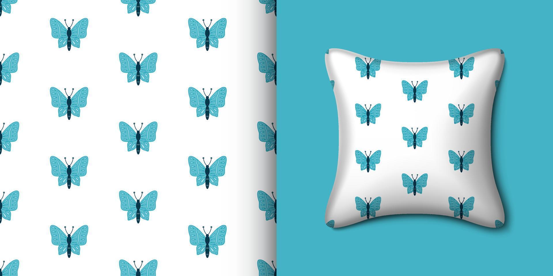 padrão sem emenda de borboleta com travesseiro. ilustração vetorial vetor